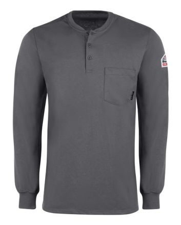 Bulwark Men's Long Sleeve Tagless Henley Shirt SEL2