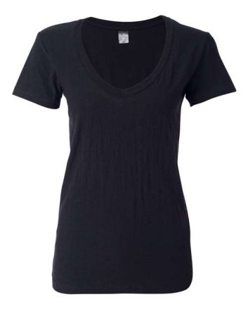 J. America Women's V-Neck Slub T-Shirt 8169