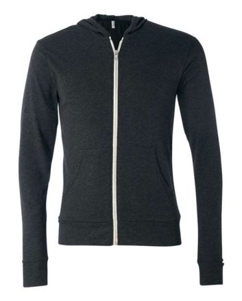 BELLA + CANVAS Unisex Triblend Lightweight Full-Zip Hooded Long Sleeve Tee 3939