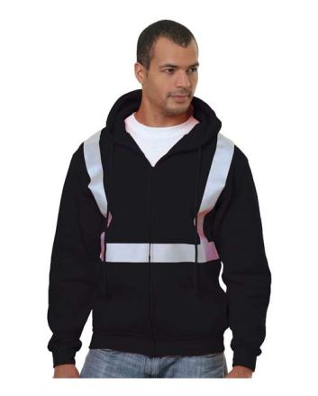 Bayside Men's USA-Made Hi-Visibility Full-Zip Hooded Sweatshirt 3790