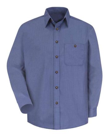 Red Kap Men's Mini-Plaid Uniform Long Sleeve Shirt SP74