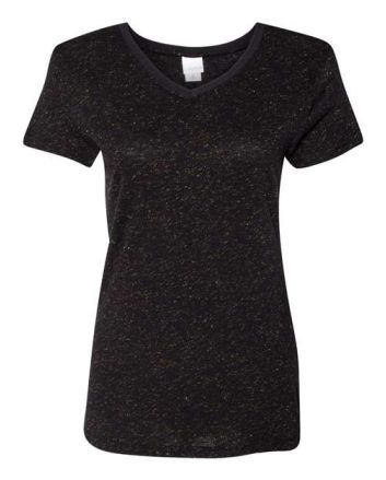 J. America Women’s Glitter V-Neck T-Shirt 8136