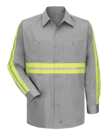 Red Kap Men's Tall Enhanced Visibility Long Sleeve Cotton Work Shirt SC30ET