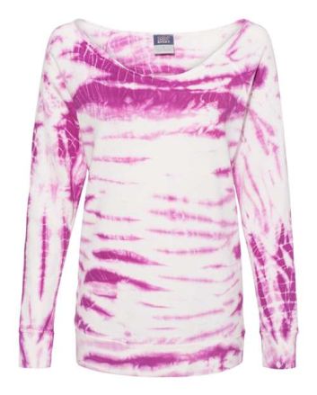 MV Sport Women's French Terry Off-the-Shoulder Tie-Dyed Sweatshirt W20173