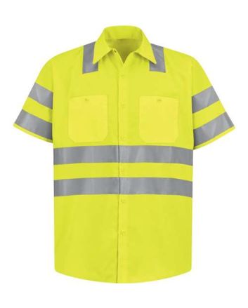 Red Kap Men's High Visibility Safety Short Sleeve Work Shirt SS24HV