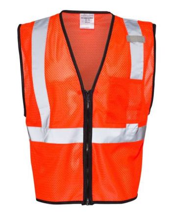 Kishigo Unisex Single Pocket Zipper Mesh Class 2 Vest 1519-1520