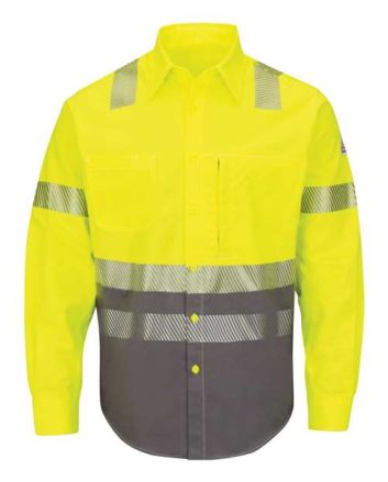 Bulwark Men's Hi-Visibility Color Block Uniform Shirt - EXCEL FR® ComforTouch® - 7 oz. SLB4H