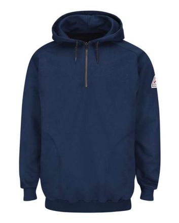Bulwark Men's Tall Flame Resistant Quarter-Zip Hooded Sweatshirt SEH8T