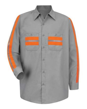 Red Kap Men's Tall Industrial Enhanced-Visibility Long Sleeve Work Shirt SP14ET