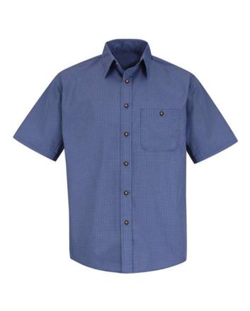 Red Kap Men's Tall Mini-Plaid Uniform Short Sleeve Shirt SP84T