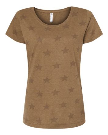 Code Five Women's Star Print Scoop Neck Tee 3629