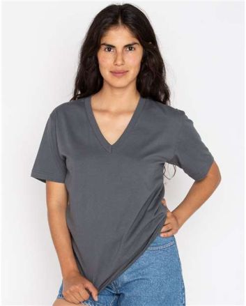 Los Angeles Apparel Unisex USA-Made Fine Jersey V-Neck T-Shirt 24056