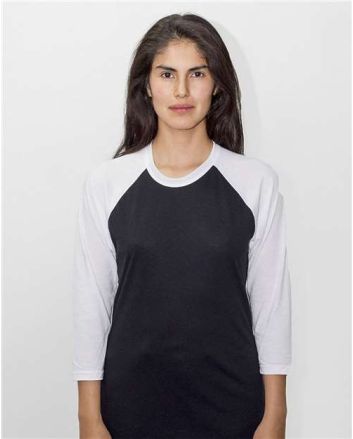 Los Angeles Apparel Unisex USA-Made Three-Quarter Sleeve Raglan Baseball T-Shirt FF53