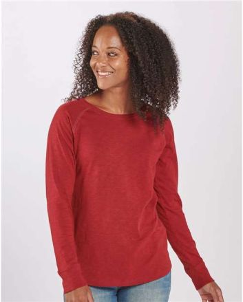 Boxercraft Women's Solid Preppy Patch Long Sleeve T-Shirt BW3166