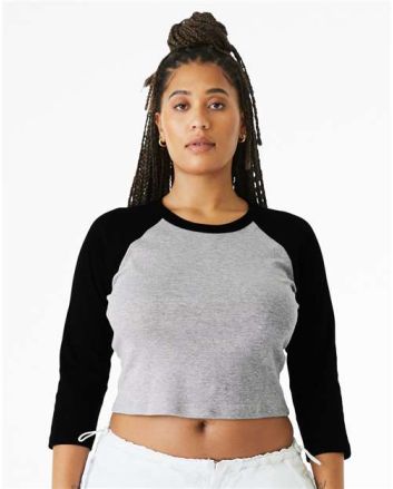 BELLA + CANVAS Women's Micro Rib Three-Quarter Raglan Sleeve Baby Tee 1200