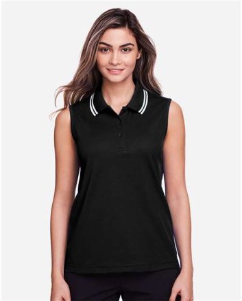 Devon & Jones Women's CrownLux Performance® Plaited Tipped Sleeveless Polo DG20SW