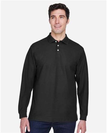 Devon & Jones Men's Pima Piqué Long Sleeve Polo D110