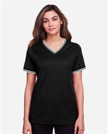 Devon & Jones Women's CrownLux Performance® Plaited Tipped V-Neck Shirt DG20CW