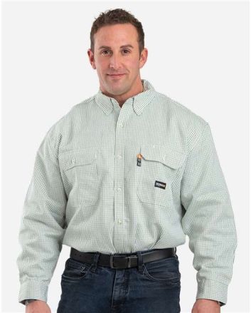 Berne Apparel Men's Flame-Resistant Down Plaid Work Shirt FRSH21