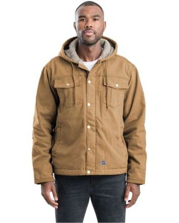 Berne Apparel Men's Vintage Washed Sherpa-Lined Hooded Jacket HJ57