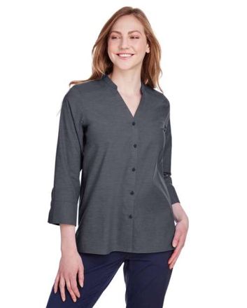 Devon & Jones Women's Crown Collection® Stretch Pinpoint Chambra Three-Quarter Sleeve Shirt DG562W