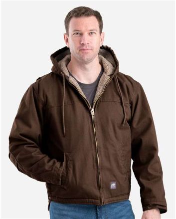 Berne Apparel Men's Heartland Washed Duck Hooded Work Coat HJ626