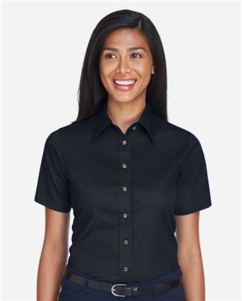 Harriton Women's Easy Blend™ Short Sleeve Twill Dress Shirt with Stain-Release M500SW