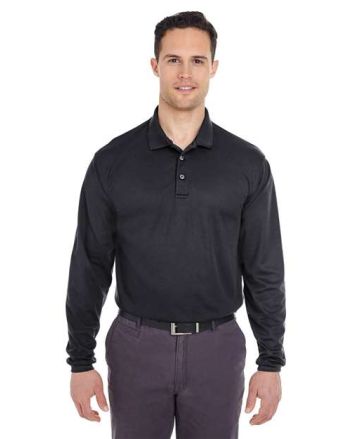 UltraClub Men's Cool & Dry Long Sleeve Mesh Piqué Polo 8210LS