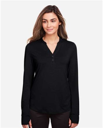 North End Women's JAQ Stretch Performance V-Neck Snap Pullover NE400W