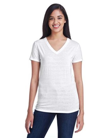 Threadfast Apparel Women's Invisible Stripe V-Neck T-Shirt 252RV
