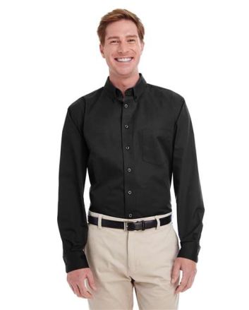 Harriton Men's Foundation Cotton Twill Dress Shirt with Teflon M581