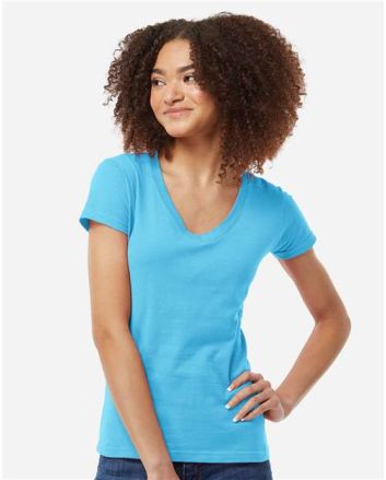 Tultex Women's Fine Jersey V-Neck T-Shirt 214M