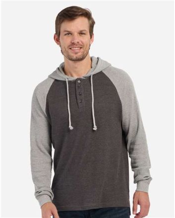 Boxercraft Unisex Waffle Knit Pullover Hooded Long Sleeve T-Shirt BM3702