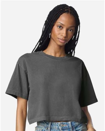 American Apparel Women's Heavyweight Cotton Garment-Dyed Boxy Cropped Tee 1302GD