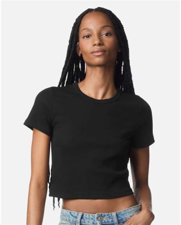 American Apparel Women's Baby Rib Fitted Cropped Tee BR210