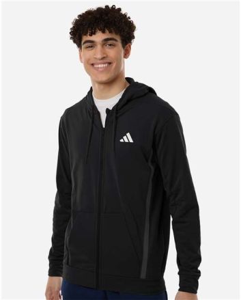 Adidas Men's Game & Go Fleece Full-Zip Hooded Sweatshirt AT208