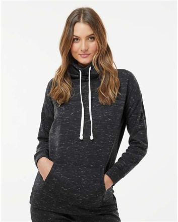 J. America Women’s Mélange Fleece Cowl Neck Sweatshirt 8673