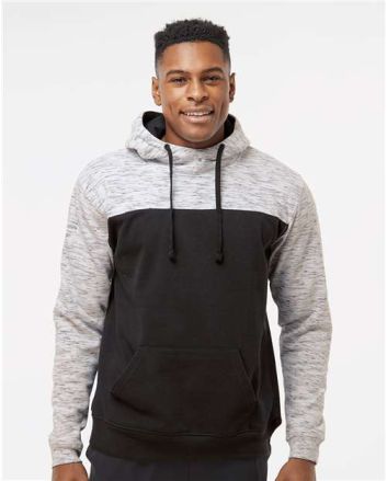 J. America Men's Mélange Fleece Colorblocked Hooded Sweatshirt 8676