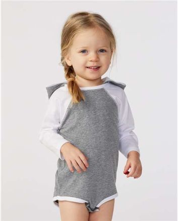Rabbit Skins Infant Fine Jersey Character Hooded Long Sleeve Bodysuit with Ears 4418