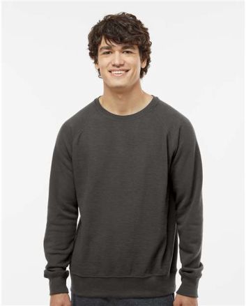 J. America Men's Ripple Fleece Raglan Crewneck Sweatshirt 8707A