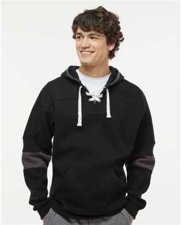 J. America Men's Sport Lace Colorblocked Fleece Hooded Sweatshirt 8832A