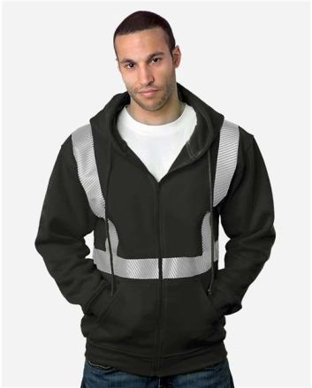 Bayside USA-Made Hi-Visibility Full-Zip Hooded Sweatshirt - Segmented Tape 3737B