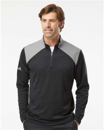 Adidas Men's Textured Mixed Media Quarter-Zip Pullover A532