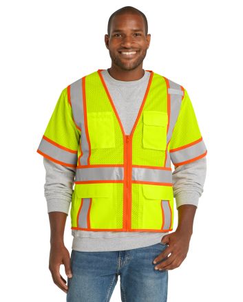 CornerStone &#174; ANSI 107 Class 3 Surveyor Mesh Zippered Two-Tone Short Sleeve Vest. CSV106