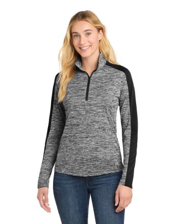 Sport-Tek &#174; Women's PosiCharge &#174; Electric Heather Colorblock 1/4-Zip Pullover. LST397