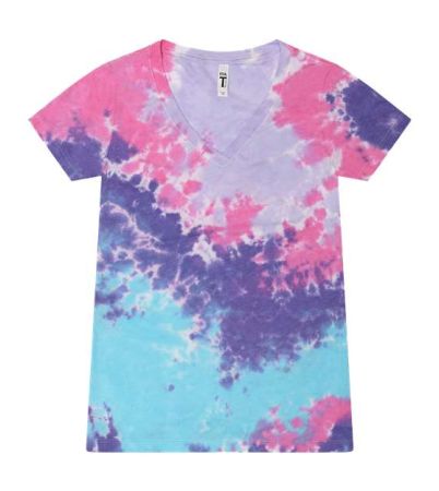 Colortone Women's Tie-Dyed V-Neck T-Shirt 1075C
