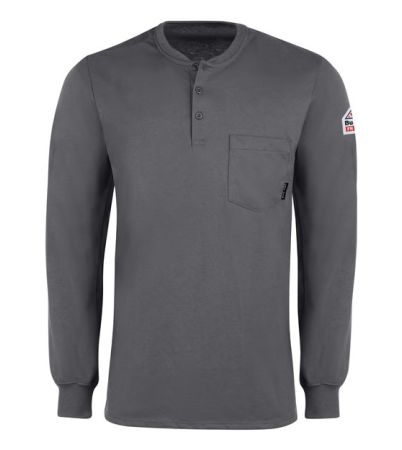 Bulwark Men's Long Sleeve Tagless Henley Shirt SEL2