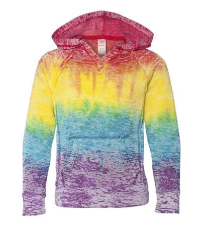 MV Sport Girls’ Courtney Burnout V-Notch Hooded Sweatshirt W1162Y