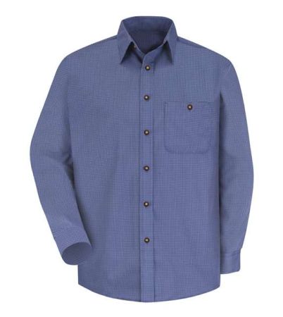Red Kap Men's Mini-Plaid Uniform Long Sleeve Shirt SP74