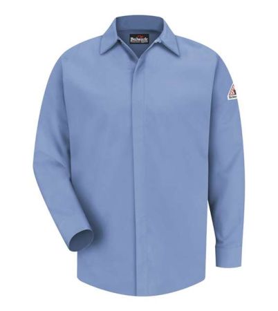 Bulwark Men's Concealed-Gripper Pocketless Work Shirt SLS2